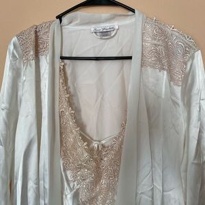 White Satin Slip Dress With Satin Robe!